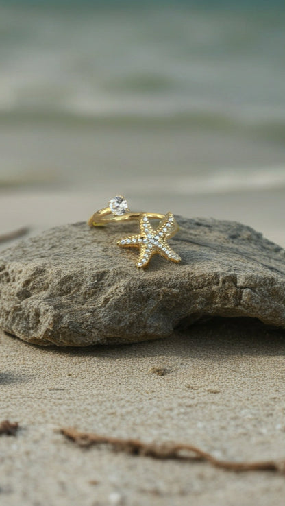 Bague Étoile acier inoxydable or- Zircon - Boutique Primera Montréal